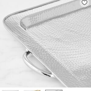 Williams Sonoma Hammered Rectangle Silver Tray - Dining Decor